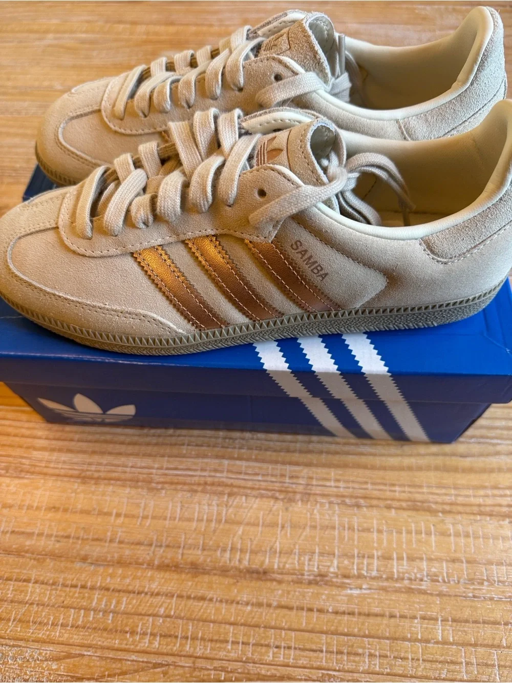 adidas Originals Samba Beige and Brown Suede Sneakers - Picture 5 of 9